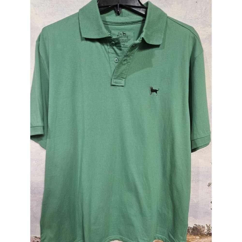The Black Dog Polo Shirt Mens XL  Green Pique Embroidered Dog Logo - Picture 6 of 10